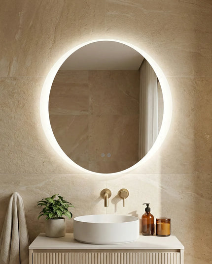 Oglindă baie LED ⌀80 cm rotundă, 3 nuanțe de lumină, dezaburire și touch control J-2027