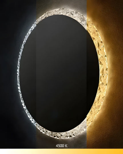 Oglindă rotundă H-2042 cu ramă acrilică, iluminare LED 3 nuanțe, anti-aburire și touch control