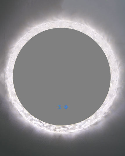 Oglindă rotundă H-2042 cu ramă acrilică, iluminare LED 3 nuanțe, anti-aburire și touch control