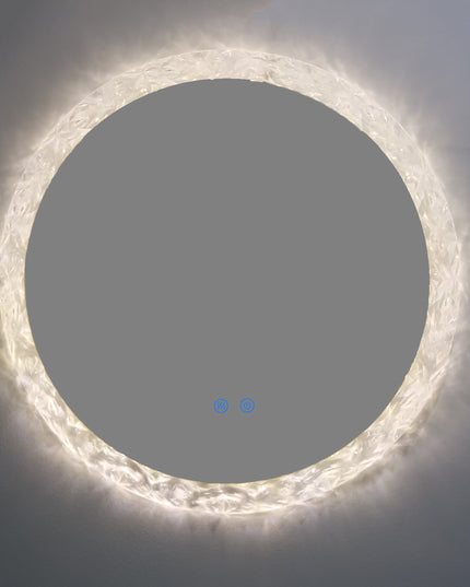 Oglindă rotundă H-2042 cu ramă acrilică, iluminare LED 3 nuanțe, anti-aburire și touch control