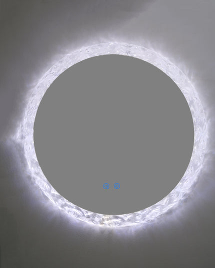 Oglindă rotundă H-2042 cu ramă acrilică, iluminare LED 3 nuanțe, anti-aburire și touch control