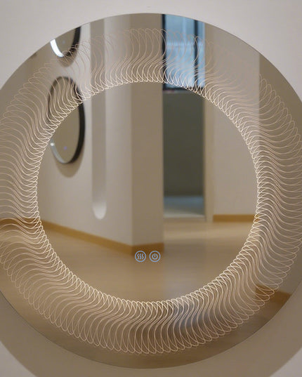 Oglindă LED H-2068 rotundă – 3 nuanțe de lumină, anti-aburire, design modern