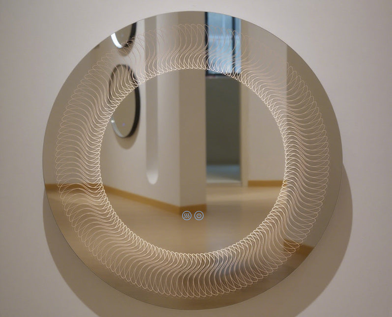 Oglindă LED H-2068 rotundă – 3 nuanțe de lumină, anti-aburire, design modern