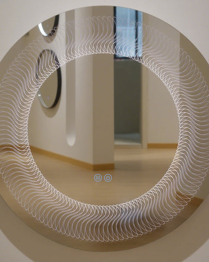 Oglindă LED H-2068 rotundă – 3 nuanțe de lumină, anti-aburire, design modern