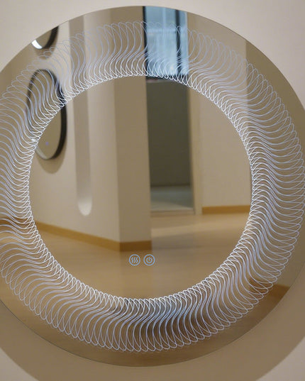 Oglindă LED H-2068 rotundă – 3 nuanțe de lumină, anti-aburire, design modern
