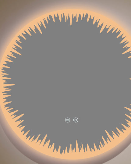 Oglindă rotundă LED H-2086 cu design artistic, 3 nuanțe de lumină, anti-aburire și touch control