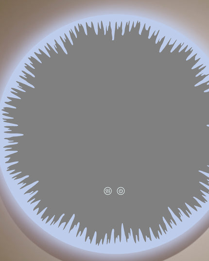 Oglindă rotundă LED H-2086 cu design artistic, 3 nuanțe de lumină, anti-aburire și touch control