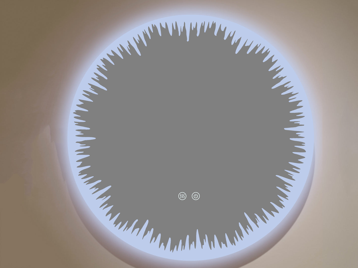 Oglindă rotundă LED H-2086 cu design artistic, 3 nuanțe de lumină, anti-aburire și touch control