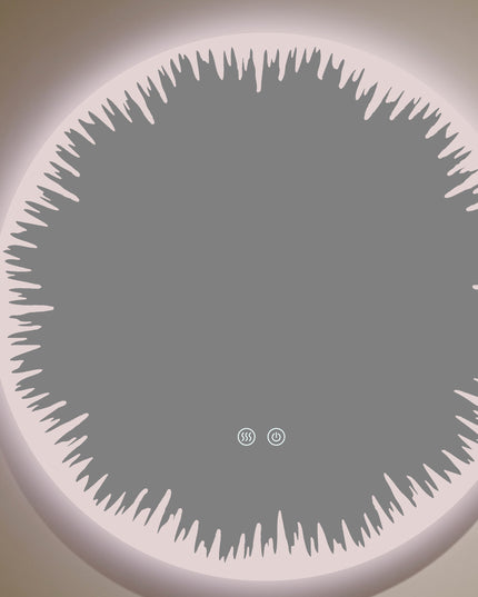 Oglindă rotundă LED H-2086 cu design artistic, 3 nuanțe de lumină, anti-aburire și touch control