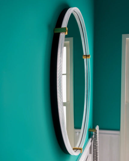 Oglindă baie rotundă H 2087 cu LED, anti-aburire și ramă acril-metal