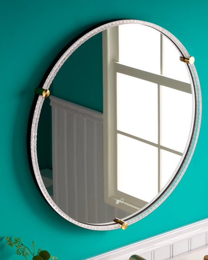 Oglindă baie rotundă H 2087 cu LED, anti-aburire și ramă acril-metal