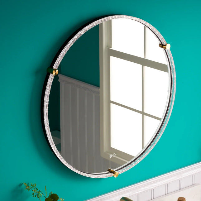 Oglindă baie rotundă H 2087 cu LED, anti-aburire și ramă acril-metal