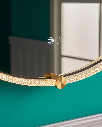 Oglindă baie rotundă H 2087 cu LED, anti-aburire și ramă acril-metal