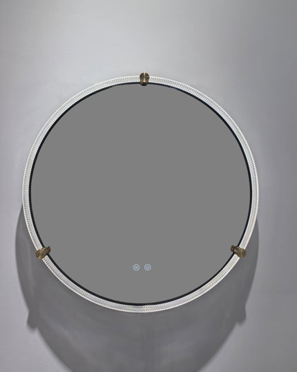 Oglindă baie rotundă H 2087 cu LED, anti-aburire și ramă acril-metal