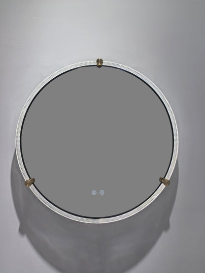 Oglindă baie rotundă H 2087 cu LED, anti-aburire și ramă acril-metal
