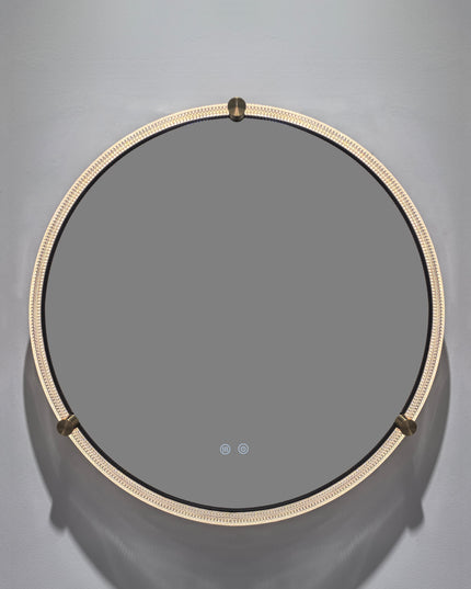 Oglindă baie rotundă H 2087 cu LED, anti-aburire și ramă acril-metal