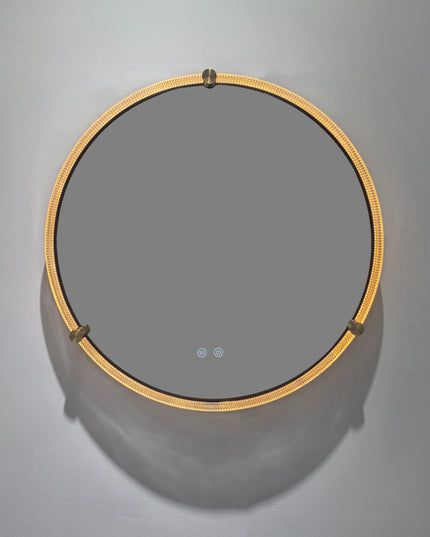 Oglindă baie rotundă H 2087 cu LED, anti-aburire și ramă acril-metal