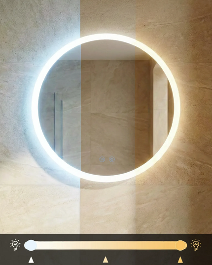 Oglindă baie LED ⌀50 cm rotundă, 3 nuanțe de lumină, dezaburire și touch control J-2112