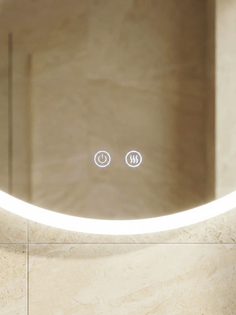 Oglindă baie LED ⌀50 cm rotundă, 3 nuanțe de lumină, dezaburire și touch control J-2112