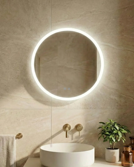 Oglindă baie LED ⌀50 cm rotundă, 3 nuanțe de lumină, dezaburire și touch control J-2112