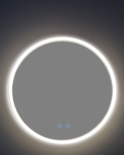Oglindă rotundă LED H-2112 cu ramă acrilică, 3 nuanțe de lumină, anti-aburire și touch control