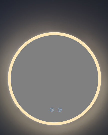 Oglindă rotundă LED H-2112 cu ramă acrilică, 3 nuanțe de lumină, anti-aburire și touch control