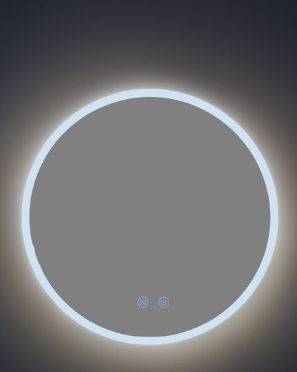 Oglindă rotundă LED H-2112 cu ramă acrilică, 3 nuanțe de lumină, anti-aburire și touch control