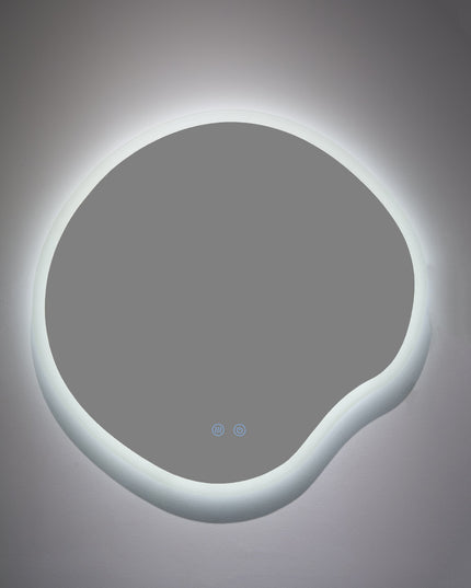 Oglindă baie LED H-3018, forma neregulată, 3 nuanțe de lumină, anti-aburire, touch control