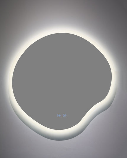 Oglindă baie LED H-3018, forma neregulată, 3 nuanțe de lumină, anti-aburire, touch control