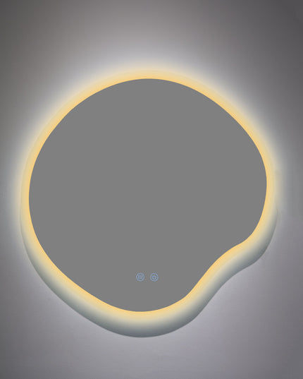 Oglindă baie LED H-3018, forma neregulată, 3 nuanțe de lumină, anti-aburire, touch control