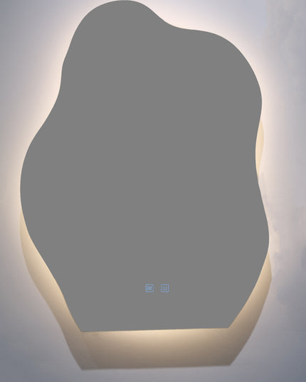 Oglindă baie LED H-3022 – formă neregulată, 3 lumini și anti-aburire