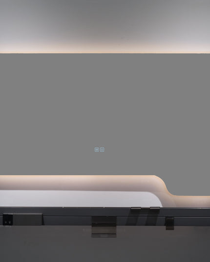 Oglindă baie LED H-3050 cu raft multifuncțional, 3 nuanțe de lumină, anti-aburire și comutator tactil