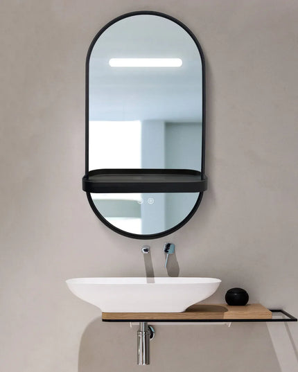 Oglindă baie LED 80x40 cm ovală, 3 nuanțe de lumină, dezaburire și touch control J-3086