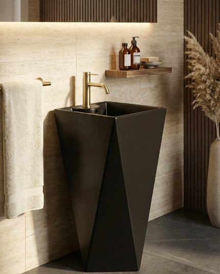 Lavoar freestanding ceramic H13-CBK-M – negru mat, formă piramidală