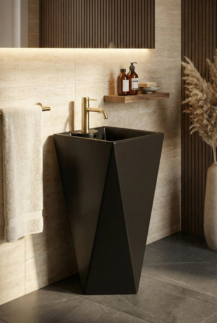 Lavoar freestanding ceramic H13-CBK-M – negru mat, formă piramidală
