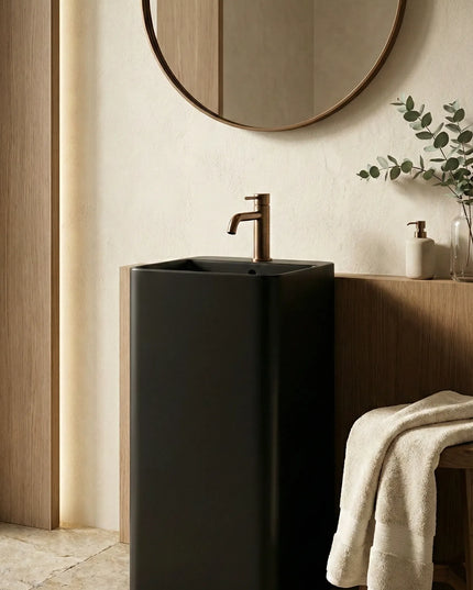 Lavoar freestanding ceramic H15-CBK-M – negru mat, formă pătrată