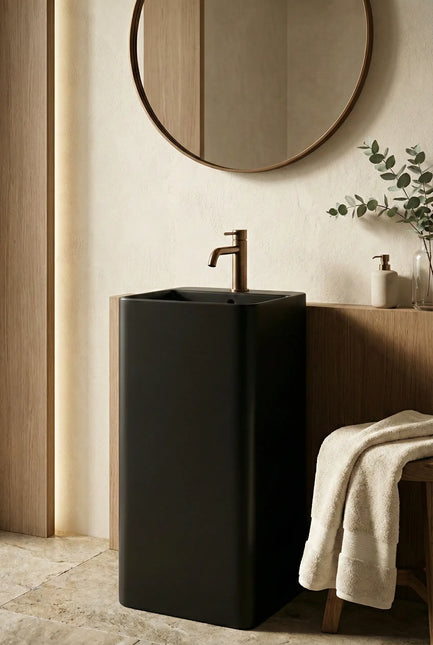 Lavoar freestanding ceramic H15-CBK-M – negru mat, formă pătrată