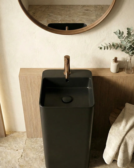 Lavoar freestanding ceramic H15-CBK-M – negru mat, formă pătrată