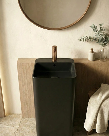 Lavoar freestanding ceramic H15-CBK-M – negru mat, formă pătrată