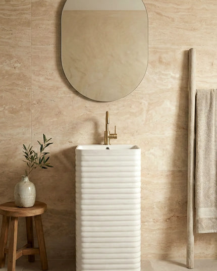 Lavoar freestanding ceramic H15L – alb lucios, formă dreptunghiulară