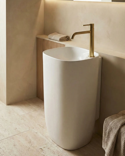 Lavoar freestanding ceramic H18 – alb lucios, formă ovală