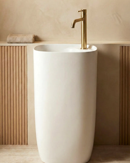 Lavoar freestanding ceramic H18 – alb lucios, formă ovală