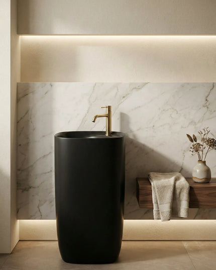Lavoar freestanding ceramic H18-CBK-M – negru mat, formă ovală