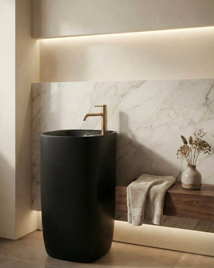 Lavoar freestanding ceramic H18-CBK-M – negru mat, formă ovală