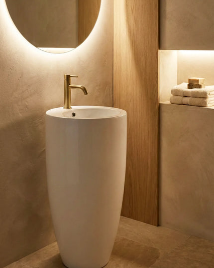 Lavoar freestanding ceramic H20 – alb lucios, formă conică