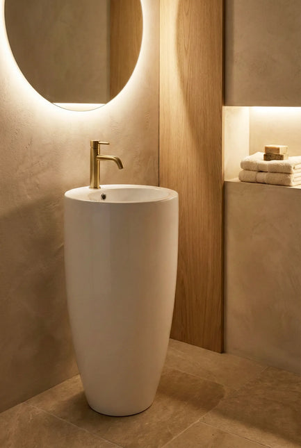 Lavoar freestanding ceramic H20 – alb lucios, formă conică