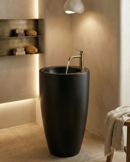 Lavoar freestanding ceramic H20-CBK-M – negru mat, formă conică
