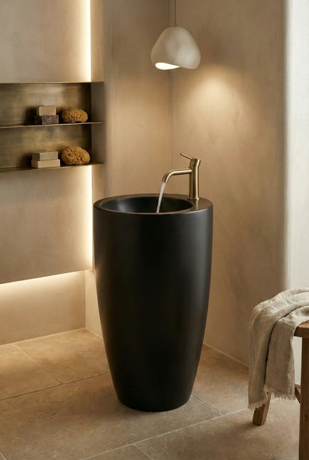 Lavoar freestanding ceramic H20-CBK-M – negru mat, formă conică