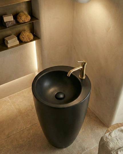 Lavoar freestanding ceramic H20-CBK-M – negru mat, formă conică