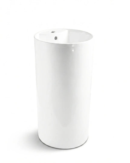 Lavoar freestanding ceramic H22 – alb lucios, formă rotundă elegantă